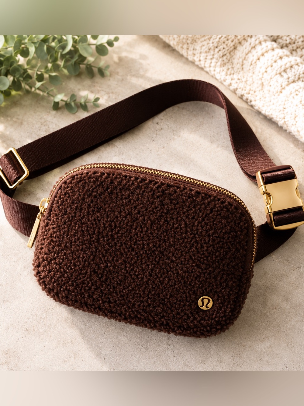 🤎 Lululemon Sherpa Everywhere Belt Bag 1L Espresso Brown Fleece Crossbody